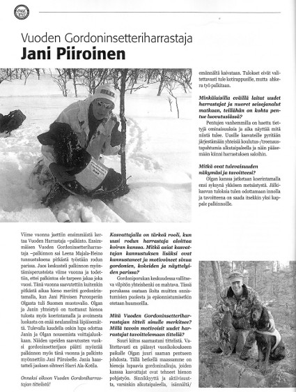 Janista Vuoden Gordoninsetteriharrastaja